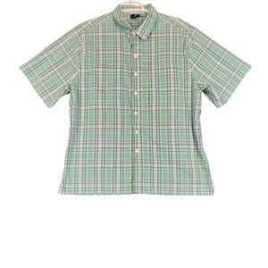 SCOTTeVEST Mens Plaid Short Sleeve Button Up‎ Shirt, Hidden Pockets, Medium